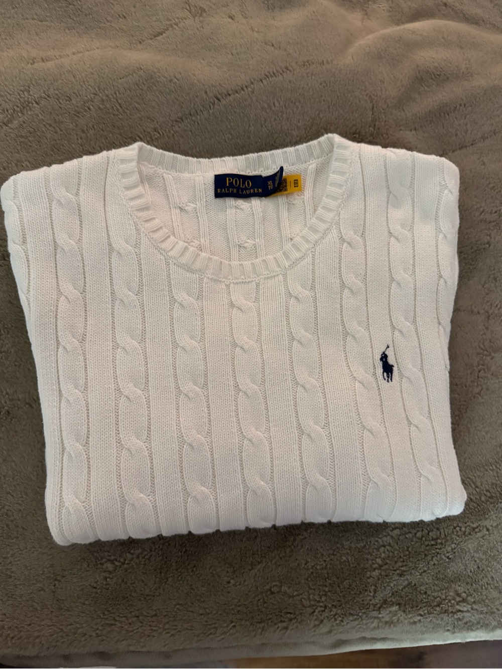 Polo by Ralph Lauren woman’s White Cable-Knit Crewneck Sweater